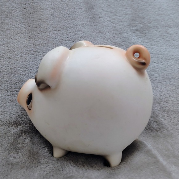 Vintage Ceramic Hog Piggy Bank Mid Century Cute Kitschy Small Big Eyes Farm - Picture 8 of 9